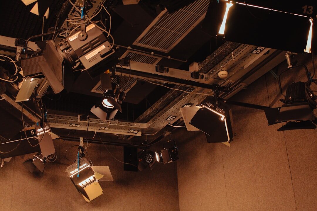 Professional studio broadcast setup with cameras and lighting